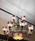 Hình ảnh: Đèn chùm tiffany hai tầng họa tiết hoa hồng