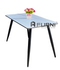 Hình ảnh: Bàn ăn mặt MDF giả đá phiến chân sắt nhập khẩu