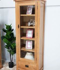 Hình ảnh: Tủ trưng bày gỗ sồi 1 cánh 1 ngăn đỉnh thẳng