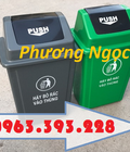 Hình ảnh: Thùng rác nhựa nắp bập bênh, thùng rác 60 Lít nắp lật, thùng rác công cộng nhựa HDPE