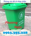 Hình ảnh: Thùng rác 60L nhựa HDPE, thùng rác 60 Lít nắp kín, thùng rác công cộng, thùng rác đạp chân