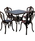 Hình ảnh: Bộ bàn ghế nhôm đúc màu đen 4 chỗ ngồi cổ điển