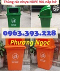 Hình ảnh: Thùng rác 90 Lít nắp hở nhựa HDPE, thùng rác cửa ngang, thùng rác công cộng, thùng rác 90L