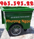 Hình ảnh: Xe gom rác nhựa 660 Lít, xe gom rác 3 bánh, xe gom rác 660L 3 bánh hơi, thùng rác nhựa 660L