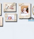 Hình ảnh: Trọn bộ combo 5 khung ảnh dành cho bé, khung ảnh trang trí bàn tiệc thôi nôi, phòng cho bé siêu xinh