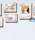 Hình ảnh: Trọn bộ combo 5 khung ảnh dành cho bé, khung ảnh trang trí bàn tiệc thôi nôi, phòng cho bé siêu xinh