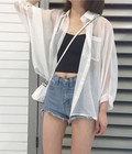 Hình ảnh: Áo sơ mi nữ voan mỏng xuyên thấu kèm áo thun 2 dây cao cấp
