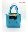 Hình ảnh: Túi đựng cơm giữ nhiệt hình mặt cười màu xanh dương loại dày tốt GD010