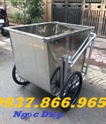 Hình ảnh: Xe đẩy thu gom rác, xe gom rác đẩy tay inox, xe rác inox 3 bánh