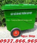 Hình ảnh: Xe gom rác 660l 3 bánh, xe gom rác nhựa composite