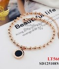 Hình ảnh: Lắc tay titan dây bi mặt tròn đen la mã 566