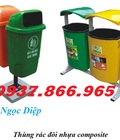 Hình ảnh: Thùng rác treo đôi, thùng rác cố định ngoài trời, thùng rác công cộng, thùng rác đôi 55 lít
