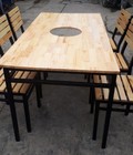 Hình ảnh: Bộ bàn ghế ăn nhà hàng sắt gỗ trong và ngoài trời