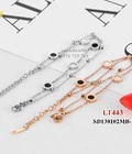 Hình ảnh: Lắc tay titan 2 tầng mặt tròn trắng đen 443