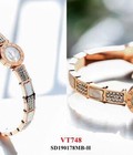 Hình ảnh: Vòng tay titan viền đá mặt số la mã trắng 748