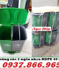 Hình ảnh: Thùng rác nhựa HDPE 2 ngăn, thùng rác 40 lít, thùng rác nhập khẩu, thùng phân loại rác 2 ngăn, thùng rác trong nhà