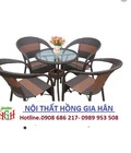 Hình ảnh: Bộ bàn ghế cafe mây nhựa sân vườn HGH 06
