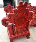 Hình ảnh: Bộ bàn ghế trạm nghê đỉnh tay khuỳnh gỗ hương đỏ nam phi