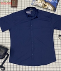 Hình ảnh: Áo Sơ Mi Tay Ngắn CDP màu xanh navy trơn Big Size