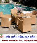 Hình ảnh: Bộ bàn ghế cafe nhựa giả mây giá rẻ HGH191