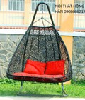 Hình ảnh: Xích đu đôi hình quả lê mây nhựa đan rối HGH224