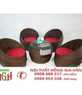 Hình ảnh: Bàn ghế sofa mây nhựa hình trứng HGH234