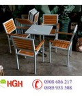 Hình ảnh: Bàn ghế chân sắt mặt gỗ giá rẻ HGH235