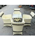 Hình ảnh: Bàn ghế cafe mây nhựa xọc đen trắng HGH243