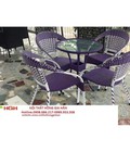 Hình ảnh: Bàn ghế caffe mây nhựa đan lưng chéo HGH246