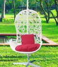 Hình ảnh: Xích đu hình lưỡi gà mây nhựa hoa đồng tiền trắng HGH252