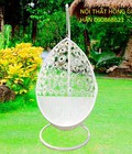 Hình ảnh: Xích đu đơn hình giọt nước hoa đồng tiền màu trắng HGH262