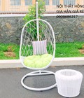 Hình ảnh: Xích đu trứng mây nhựa đan lưới thưa giá rẻ HGH268