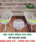 Hình ảnh: Bàn ghế cafe mây nhựa đồng tiền giá rẻ HGH321