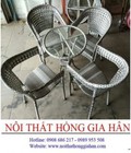 Hình ảnh: Bàn ghế cafe mây nhựa hình xám hở vai HGH345