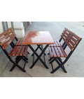 Hình ảnh: Bàn ghế gỗ chân sắt vỉa hè dáng thấp HGH344