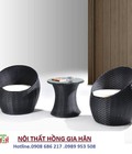 Hình ảnh: Bộ bàn ghế cafe mây nhựa HGH357