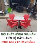Hình ảnh: Bàn ghế nhựa đúc sơn đỏ HGH402