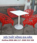 Hình ảnh: Mẫu bàn ghế caffe nhựa đúc màu đỏ HGH416