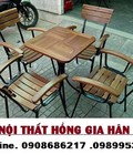 Hình ảnh: Bàn ghế cafe gỗ chân sắt cố định HGH424