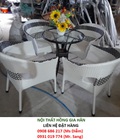Hình ảnh: Bàn ghế caffe mây nhựa ngoài trời HGH450