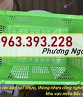 Hình ảnh: Sóng nhựa hở HS011 có quai sắt, sọt rỗng quai sắt đựng trái cây, sọt thanh long