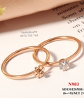 Hình ảnh: Set 2 nhẫn tay titan mặt hoa cúc đá 903