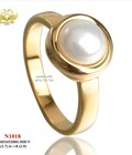 Hình ảnh: Nhẫn tay titan mặt nửa châu trắng 1018