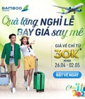 Hình ảnh: Bamboo Airways khuyến mãi vé từ 30 dịp lễ 30.4 1.5