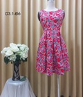 Hình ảnh: Đầm xòe sát nách xếp ly thời trang họa tiết đỏ D3.1 Đỏ