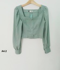 Hình ảnh: Áo Croptop dài tay màu xanh thời trang tự thiết kế A4.2