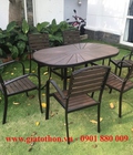 Hình ảnh: Bộ bàn ghế Nan composite giả gỗ cao cấp