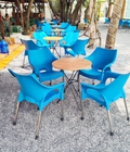 Hình ảnh: bàn ghế cafe nhựa đúc chân inox thanh lý giá rẻ