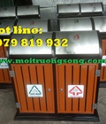 Hình ảnh: Thùng rác gỗ 2 ngăn ngoài trời