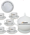 Hình ảnh: In logo bộ ấm trà tặng khách ở Quảng Ngãi, in cốc sứ, chén sứ